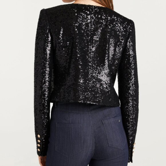 Cinq à Sept 'Randi' Cropped Sequin-Embellished Jacket, Black - Picture 3 of 4